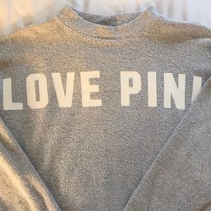 VS LOVE PINK TERRYCLOTH SMOCK NECK PULLOVER